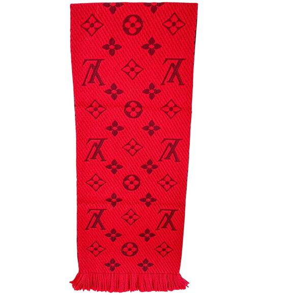 Louis Vuitton Red Logomania Reversible Wool Scarf - Picture 5 of 11